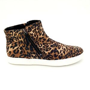 Naturalizer Shoes Womens Miranda Brown Cheetah 10 Ankle Bootie Side Zip Comfort